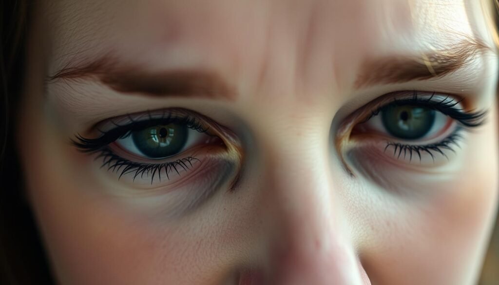 mascara smudges under eyes